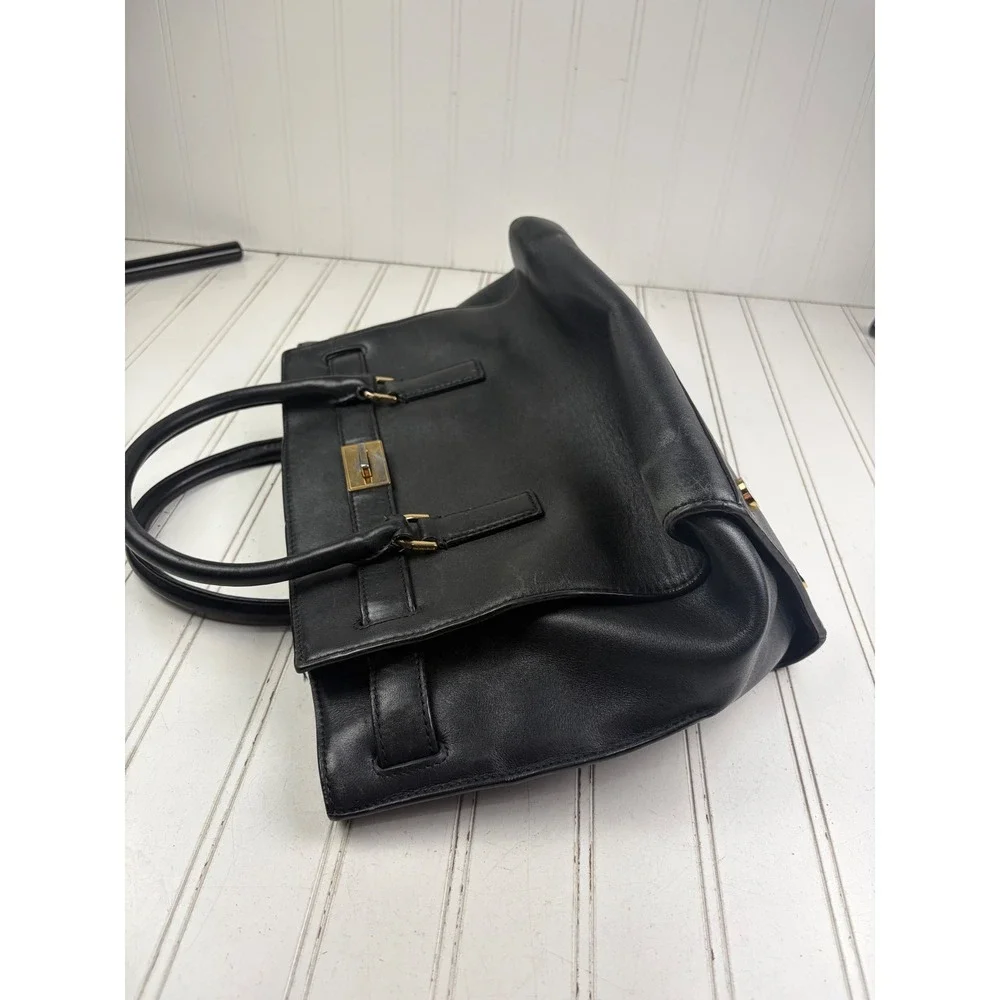 Michael Kors Black Vintage Hamilton Moderne Small Leather Satchel Purse $280